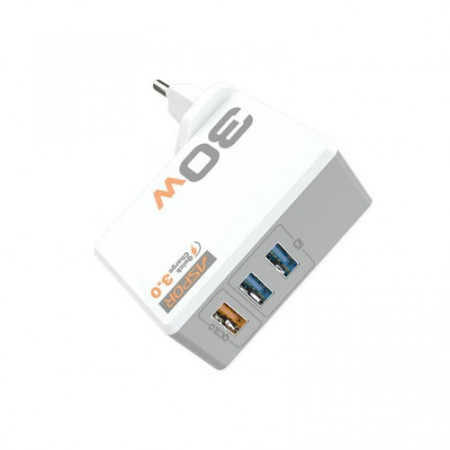 Сетевое зарядное устройство Aspor A858Q (3USB/30W) Белый