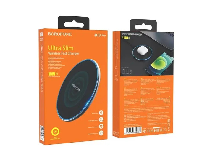 Беспроводная зарядка Borofone BQ3 Pro 15W быстрая зарядка PD/ QC черный