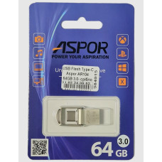 Флешка USB 3.0 Aspor Type-C 64GB AR104, Silver