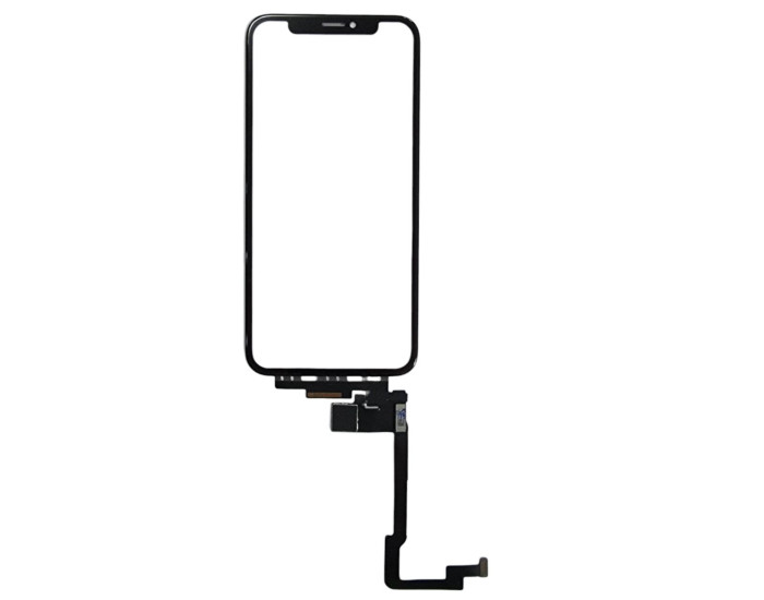 Сенсор Apple iPhone X, з OCA. з довгим шлейфом. чорний, оригінал, Mitsubishi