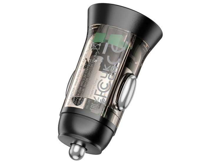 Автомобильное зарядное устройство Borofone (BZ26A) transparent (PD 25W / QC 18W) (USB-A / UCB-C)  Black