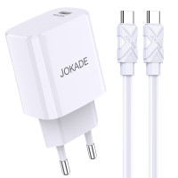 Мережеве зарядний пристрій Jokade JB044 (USB-C/PD20W) з кабелем (Type-C-Type-C) Білий