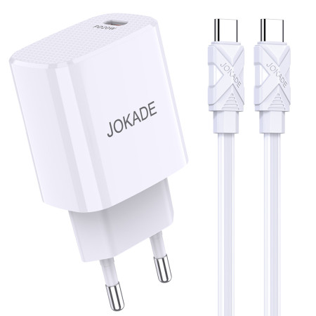 Сетевое зарядное устройство Jokade JB044 (USB-C/PD20W) с кабелом (Type-C-Type-C) белый