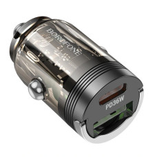 Автомобільне зарядний пристрій Borofone (BZ29A) Talented (PD36W+QC3.0)(USB-A / UCB-C) transparent чорний