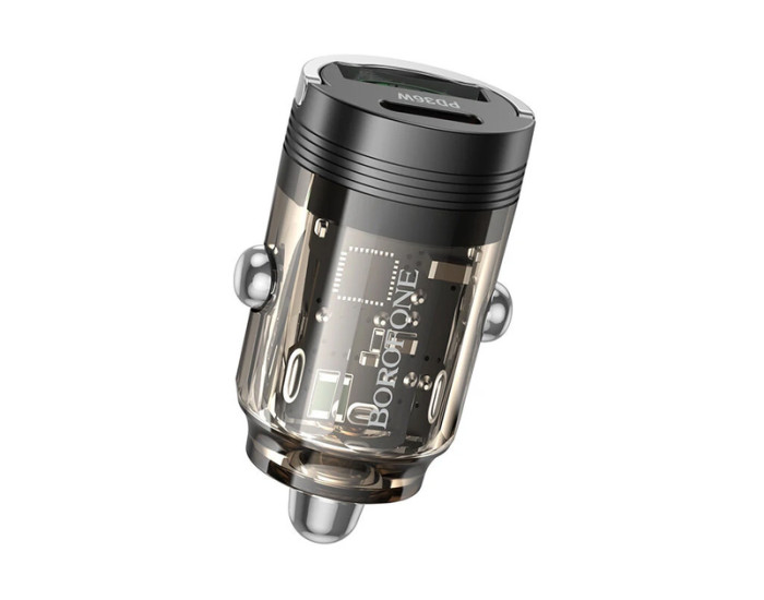 Автомобільне зарядний пристрій Borofone (BZ29A) Talented (PD36W+QC3.0)(USB-A / UCB-C) transparent чорний