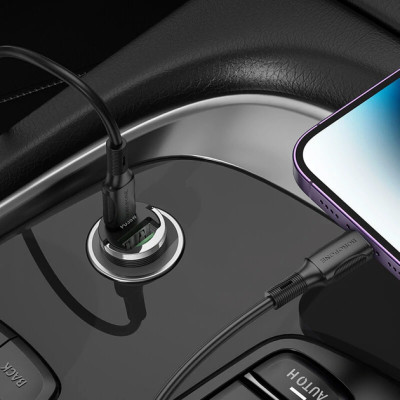 Автомобильное зарядное устройство Borofone (BZ29A) Talented (PD36W+QC3.0)(USB-A / UCB-C) transparent черный