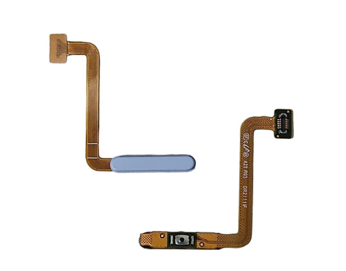 Шлейф для Samsung A23 4G/5G /A235 /A236, кнопки включения, сканер отпечатка пальца (Touch ID) Lite Blue, оригинал