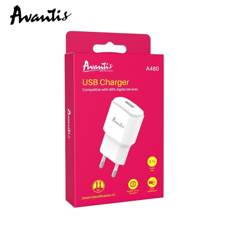 Сетевое зарядное устройство Avantis A480 Orion (1USB/2.1A) белый