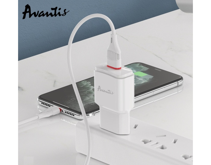 Мережеве зарядний пристрій Avantis A480 Orion (1USB/2.1A) Білий