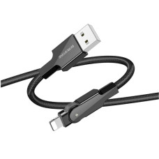Кабель USB Borofone BU41 Kelly 2.4A (поворотный 360`/LED indicator) Lightning 1.2m Черный