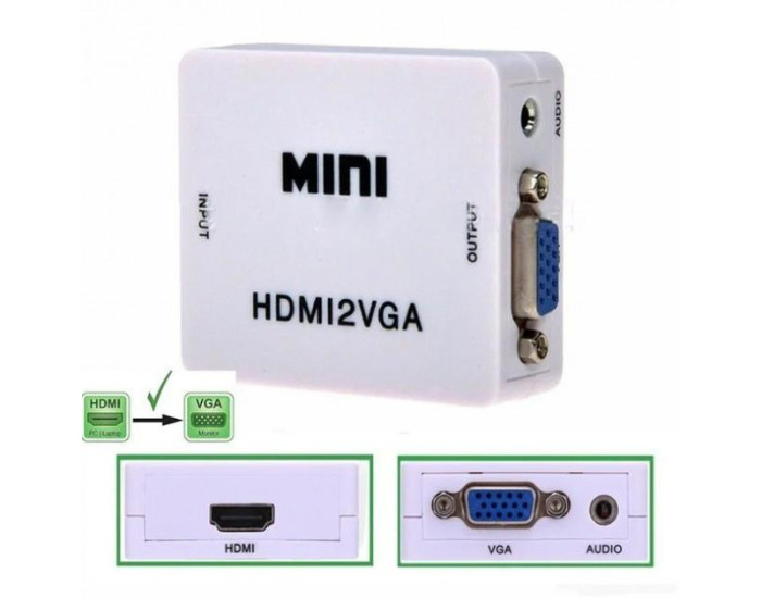 Перехідник Конвертер Mini HDMI2VGA (HDMI/VGA) (розширення 1080р)