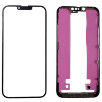 Скло фронтальне c OCA-пленкой iPhone 14 Plus, чорне з рамкою, оригінал, Mitsubishi