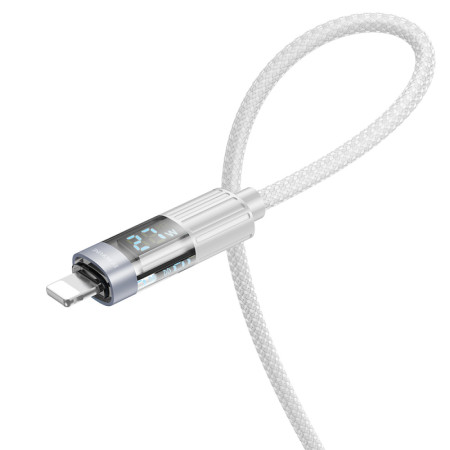 Кабель USB-C Borofone BU46 Basic PD27W Type-C to Lightning with display 1.2m Серый