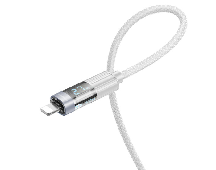Кабель USB-C Borofone BU46 Basic PD27W Type-C to Lightning with display (1.2m) серый