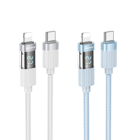 Кабель USB-C Borofone BU46 Basic PD27W Type-C to Lightning with display 1.2m Серый