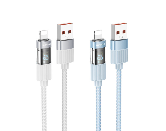 Кабель USB Borofone BU46 Lightning with Display (2.4A/1.2m) Серый