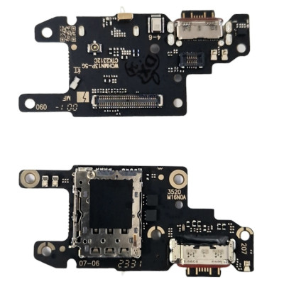 Шлейф для Xiaomi Redmi Note 13 Pro 5G / Poco X6 конектора зарядки, з мікрофоном, з компонентами High Copy