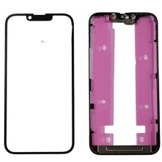 Стекло фронтальное c OCA-пленкой iPhone 14, черное + рамка, оригинал, Mitsubishi