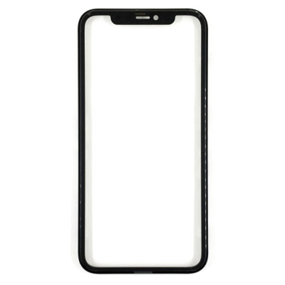 Скло фронтальне c OCA-пленкой iPhone 11, чорне з рамкою