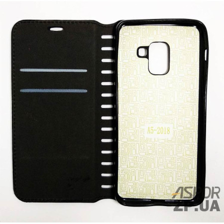 Чехол-книга Leather Folio Samsung A8 2018/A530, Черный