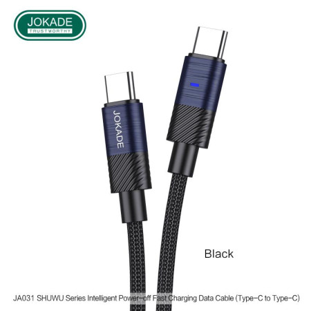 Кабель USB-C Jokade JA031 SHUWU Type-C to Type-C (PD100W) Smart Power-Off fast charging data cable (5A/1.2m) чорний