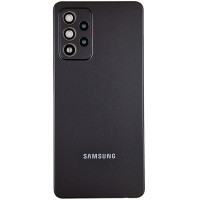 Задняя панель корпуса для Samsung A525F Galaxy A52, со стеклом камеры, черная (Класс D)