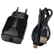 Сетевое зарядное устройство Jokade JB020 HAOQIANG (QC3.0 18W) с кабелом Micro-USB черный