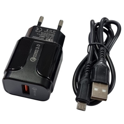 Мережеве зарядний пристрій Jokade JB020 HAOQIANG (QC3.0 18W) з кабелем Micro-USB чорний