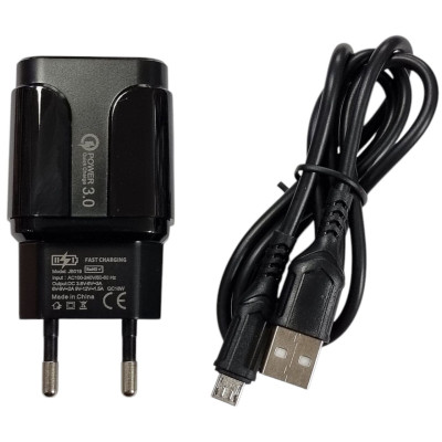 Мережеве зарядний пристрій Jokade JB020 HAOQIANG (QC3.0 18W) з кабелем Micro-USB чорний
