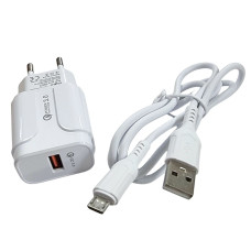 Сетевое зарядное устройство Jokade JB020 HAOQIANG (QC3.0 18W) с кабелом Micro-USB белый
