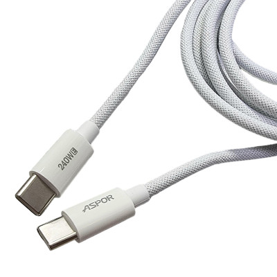 Кабель USB-C Aspor A013 PD Fast Charge Type-C  to Type-C 240W 2м- білий