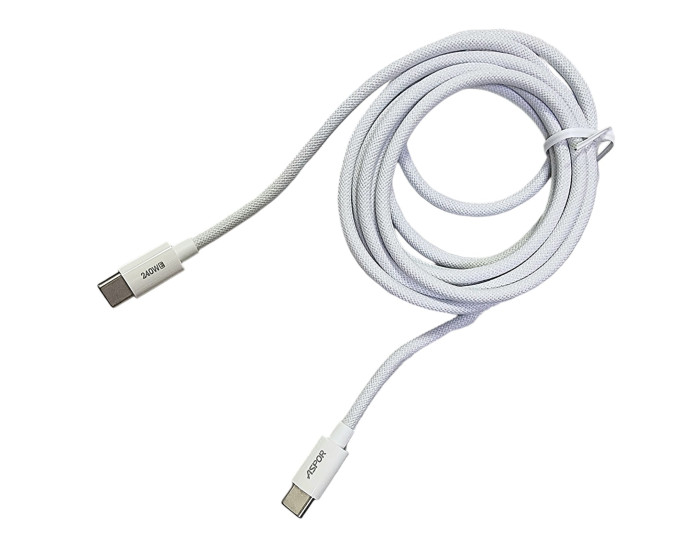 Кабель USB-C Aspor A013 PD Fast Charge Type-C to Type-C (240W/2m) белый