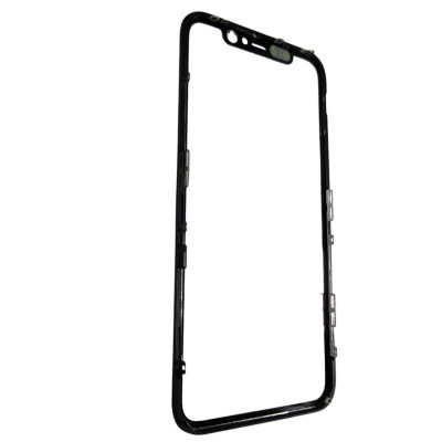 Скло фронтальне c OCA-пленкой iPhone 11, чорне з рамкою, оригінал, Mitsubishi