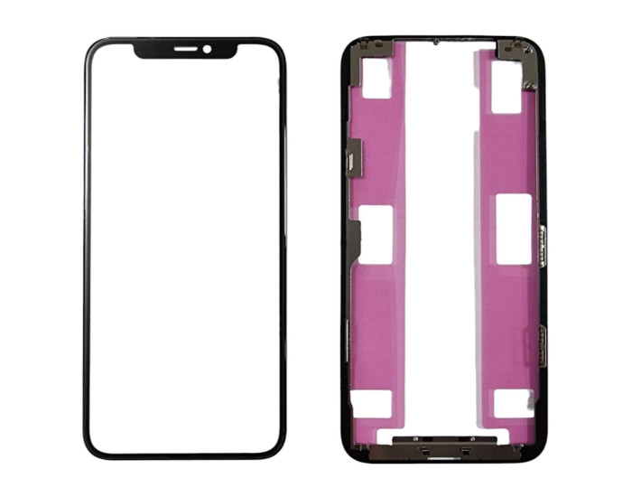 Скло фронтальне c OCA-пленкой iPhone 11 Pro, чорне з рамкою, оригінал Mitsubishi