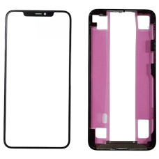 Стекло фронтальное c OCA-пленкой iPhone 11 Pro Max, черное + рамка, оригинал, Mitsubishi