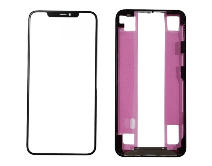 Скло фронтальне c OCA-пленкой iPhone 11 Pro Max, чорне з рамкою, оригінал Mitsubishi