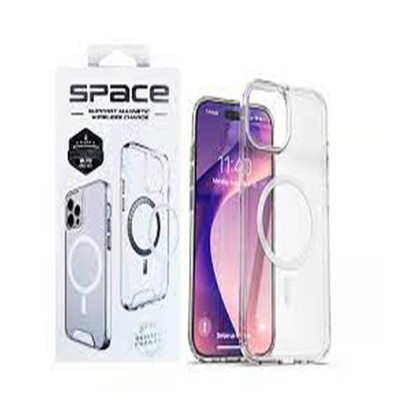 Чохол-силікон Space Magnetic Wireless Charge iPhone 15 Прозорий