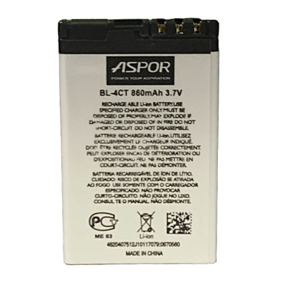 Аккумулятор Nokia Aspor BL-4CT 2720, 5310, 5630, 6600, 6700s, 7210, 7230, 7310, X3-00, 850 mAh