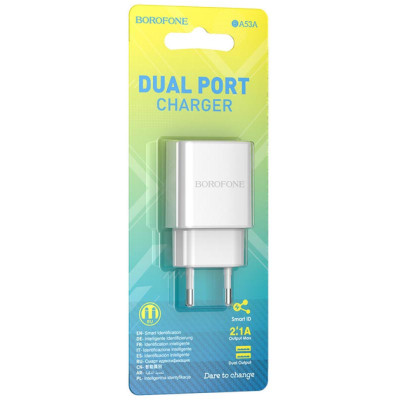 Сетевое зарядное устройство Borofone BA53A Powerway 2USB/2.1A White
