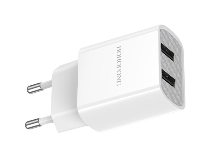 Мережеве зарядний пристрій Borofone BA53A Powerway 2USB/2.1A White