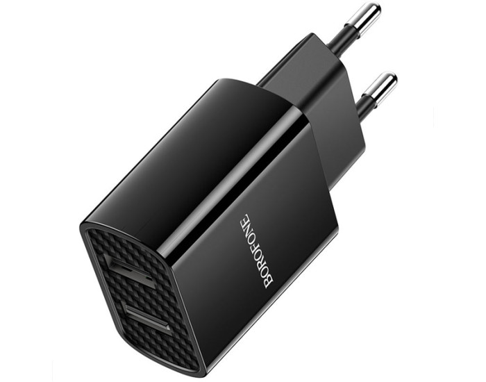 Мережеве зарядний пристрій Borofone BA53A Powerway 2USB/2.1A Black