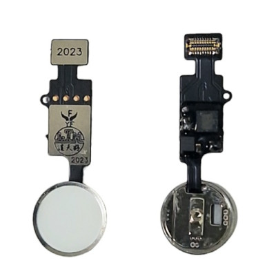 Шлейф для iPhone 7, iPhone 7 Plus, iPhone 8, iPhone 8 Plus, кнопки Home, білий, з пластиком, без сканера відбитків пальця