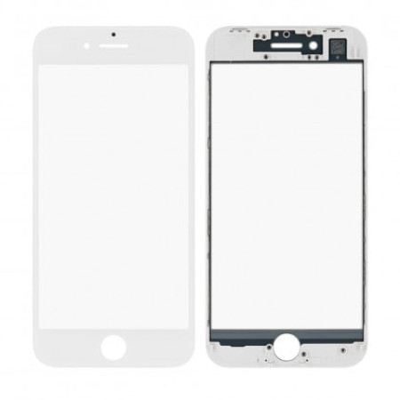 Стекло фронтальное c OCA-пленкой iPhone 8 / SE 2020/ SE 2022, белое, с рамкой, оригинал, Mitsubishi