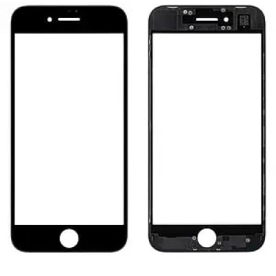 Скло фронтальне c OCA-пленкой iPhone 8 / SE 2020/ SE 2022, чорне, з рамкою, оригінал, Mitsubishi