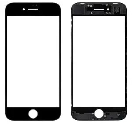 Стекло фронтальное c OCA-пленкой iPhone 8 / SE 2020/ SE 2022, черное, с рамкой, оригинал, Mitsubishi