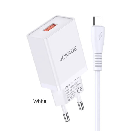 Сетевое зарядное устройство Jokade JB022 CHANGYU (5A / USB-A) с кабелом Type-C Белый