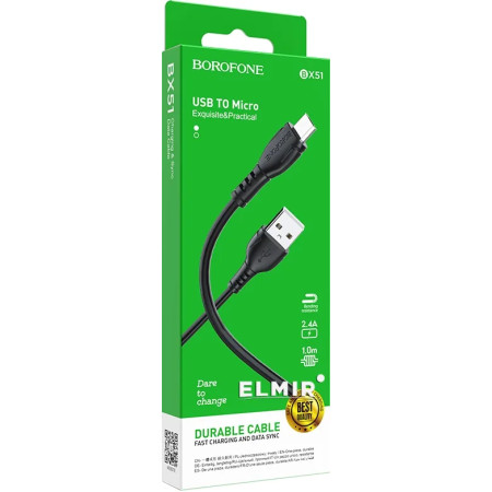 Кабель USB Borofone BX51 Triumph for Micro 2.4A/1m black