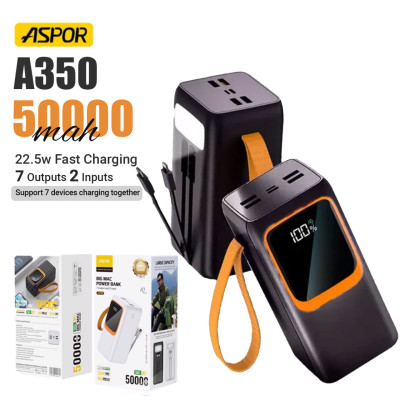 Портативная батарея (Power Bank) Aspor A350 Big Mac (22.5W/QC+PD) 50000mAh черный
