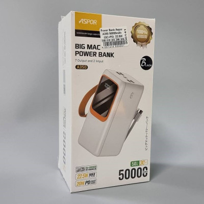 Портативная батарея (Power Bank) Aspor A350 Big Mac (22.5W/QC+PD) 50000mAh черный