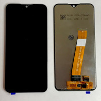 Дисплей с сенсорным экраном (модуль) Samsung A015 A01, черный c широким коннектором (Класс А)